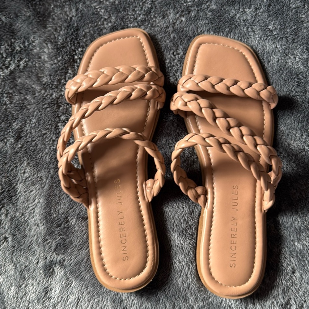 Brown braided sandals